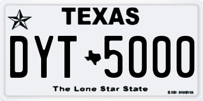 TX license plate DYT5000