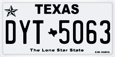 TX license plate DYT5063