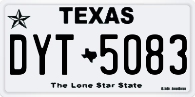 TX license plate DYT5083