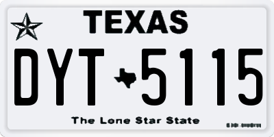 TX license plate DYT5115