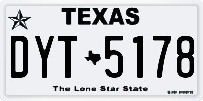 TX license plate DYT5178