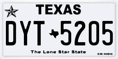 TX license plate DYT5205