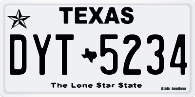 TX license plate DYT5234