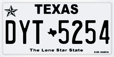 TX license plate DYT5254