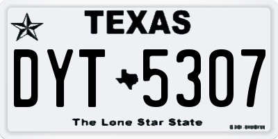 TX license plate DYT5307