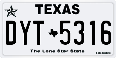 TX license plate DYT5316