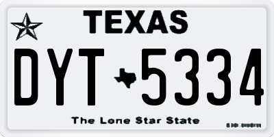 TX license plate DYT5334