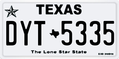 TX license plate DYT5335