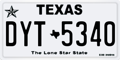 TX license plate DYT5340