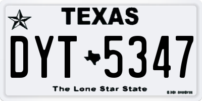 TX license plate DYT5347