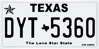 TX license plate DYT5360