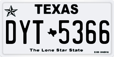 TX license plate DYT5366