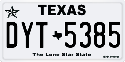 TX license plate DYT5385