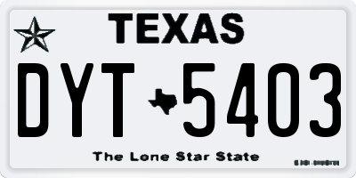 TX license plate DYT5403