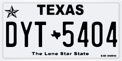 TX license plate DYT5404