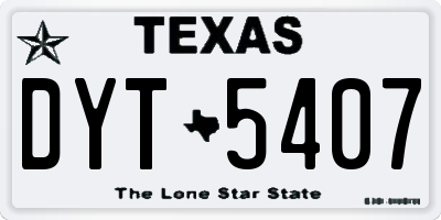 TX license plate DYT5407