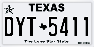 TX license plate DYT5411