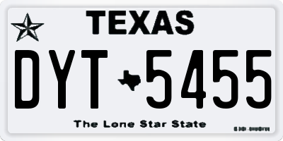 TX license plate DYT5455