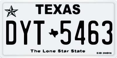 TX license plate DYT5463