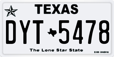 TX license plate DYT5478