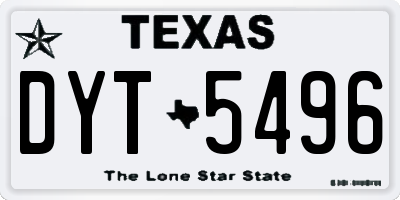 TX license plate DYT5496