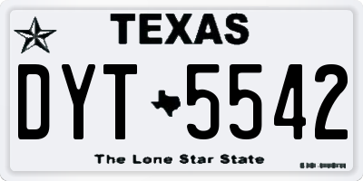 TX license plate DYT5542
