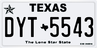 TX license plate DYT5543