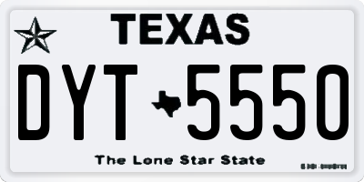 TX license plate DYT5550