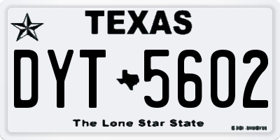 TX license plate DYT5602