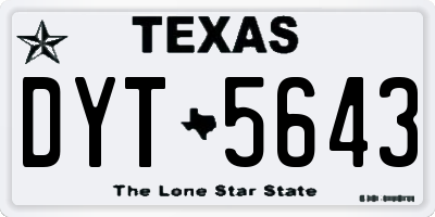 TX license plate DYT5643