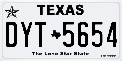 TX license plate DYT5654