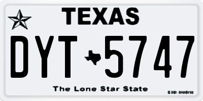 TX license plate DYT5747