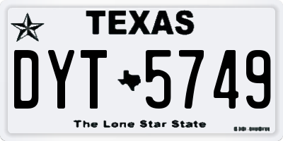 TX license plate DYT5749