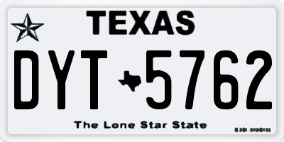 TX license plate DYT5762