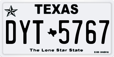 TX license plate DYT5767