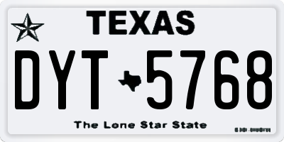 TX license plate DYT5768