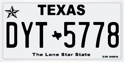 TX license plate DYT5778