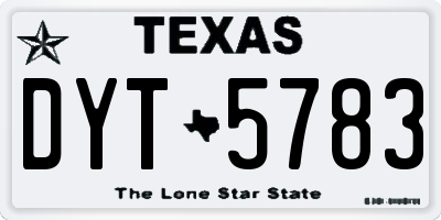 TX license plate DYT5783