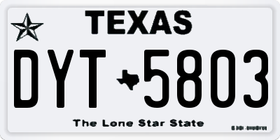TX license plate DYT5803