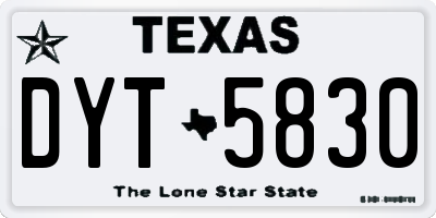 TX license plate DYT5830