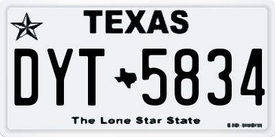 TX license plate DYT5834