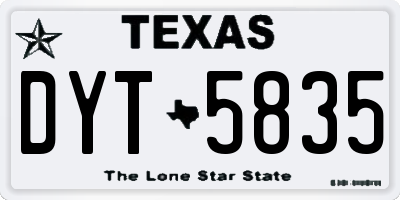 TX license plate DYT5835