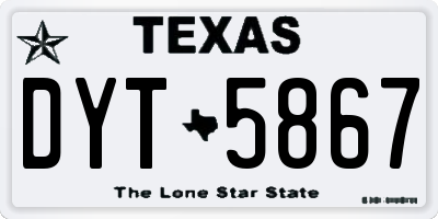 TX license plate DYT5867