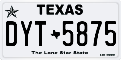 TX license plate DYT5875