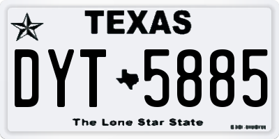 TX license plate DYT5885