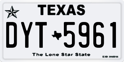 TX license plate DYT5961