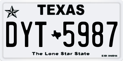 TX license plate DYT5987