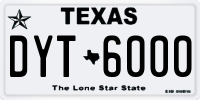 TX license plate DYT6000