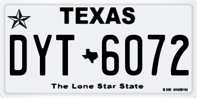TX license plate DYT6072