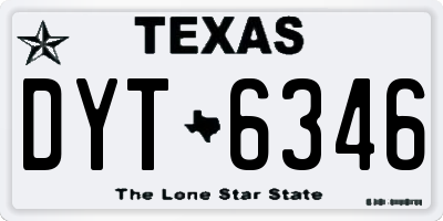 TX license plate DYT6346
